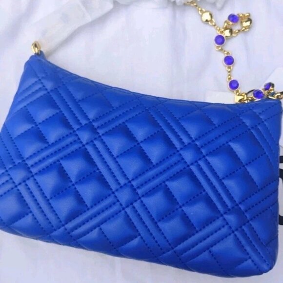 Love Moschino Quilted Mini Crossbody Bag with Chain Strap And Jewels Royal Blue - Picture 8 of 8
